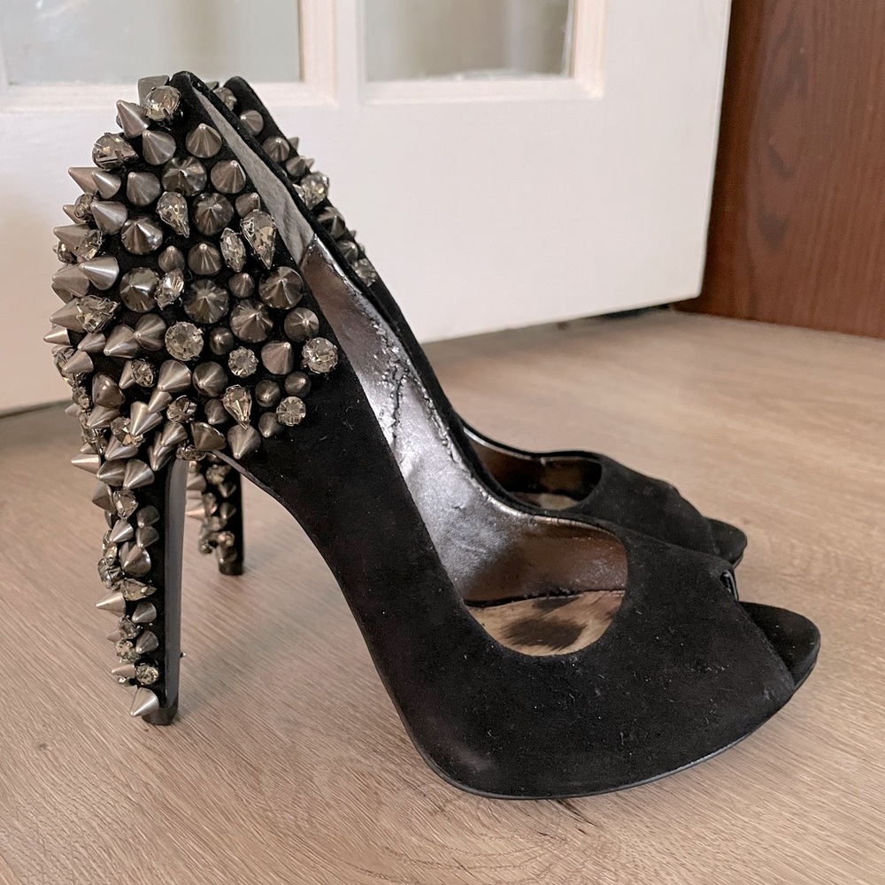 Black Velvet Embellished Sam Edelman Heels Size 5.5
